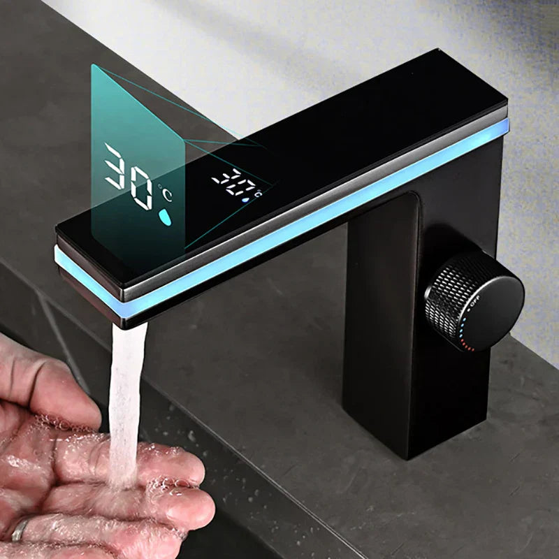Deck-Mounted LED Faucet with Hydro-Generator for Basins