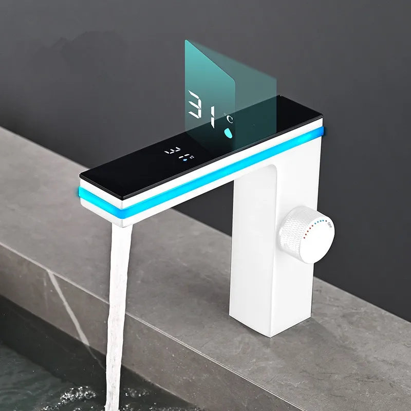 Deck-Mounted LED Faucet with Hydro-Generator for Basins