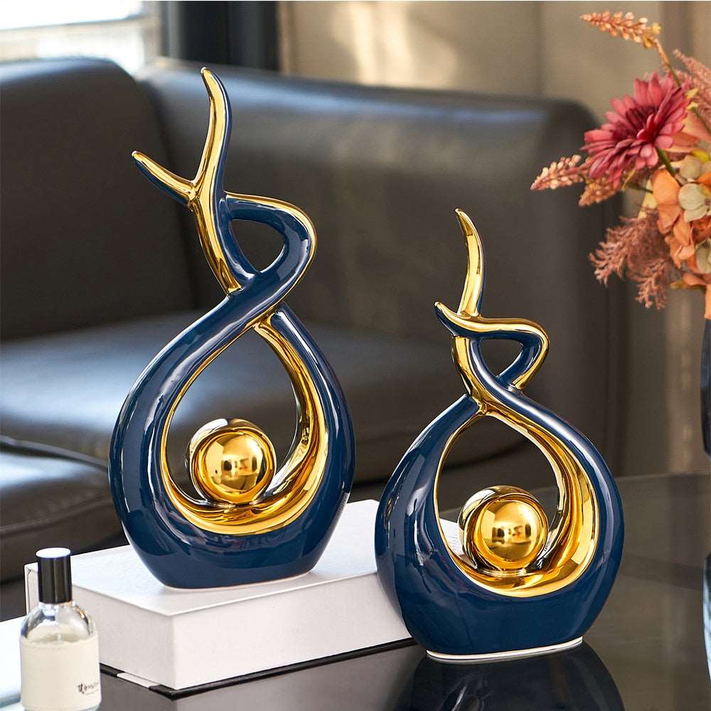 LuxeForm - Abstract Ceramic Sculpture with Gold Accent