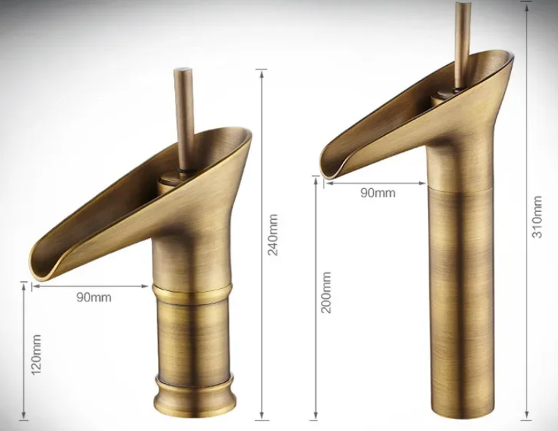 Royaleva Antique Waterfall Bathroom Sink Faucet Elegance