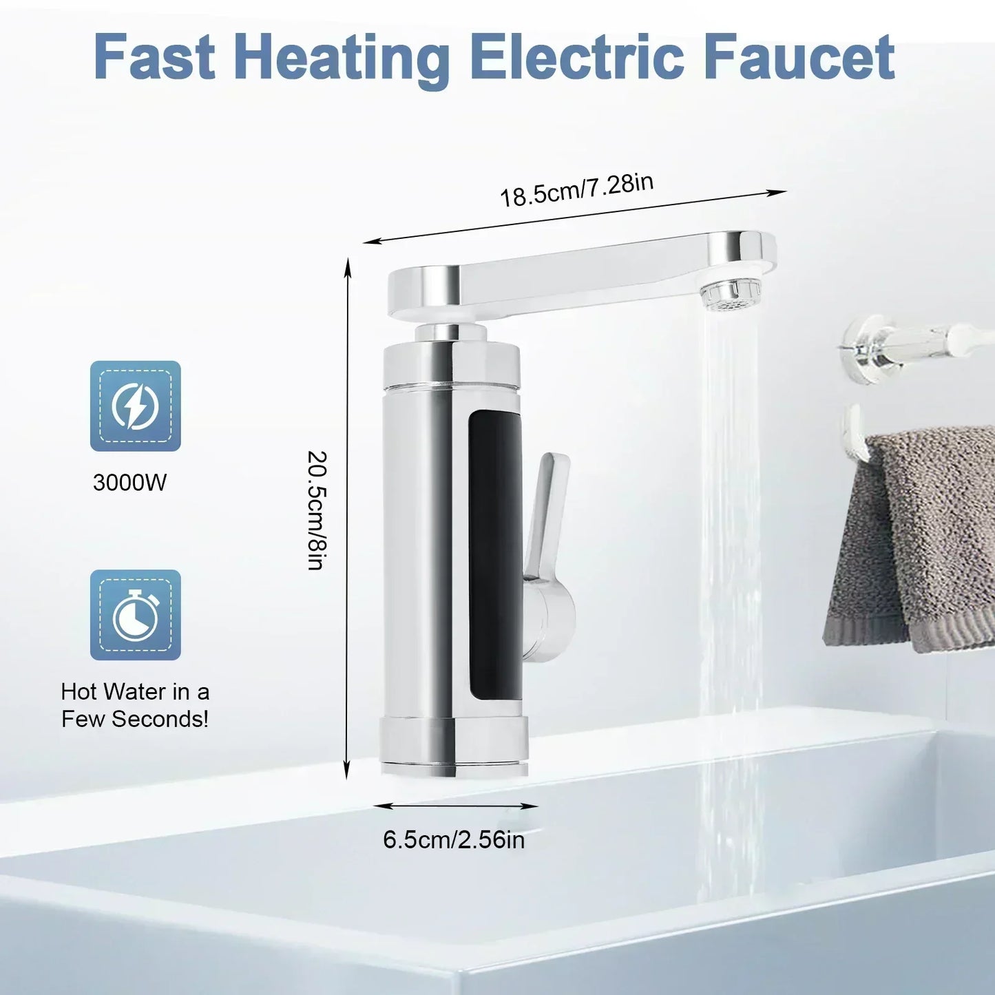 Direct-Heat Kitchen Faucet with 3000W Power and 360-Degree Spout