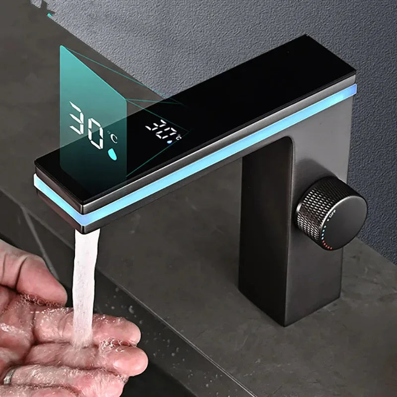 Deck-Mounted LED Faucet with Hydro-Generator for Basins