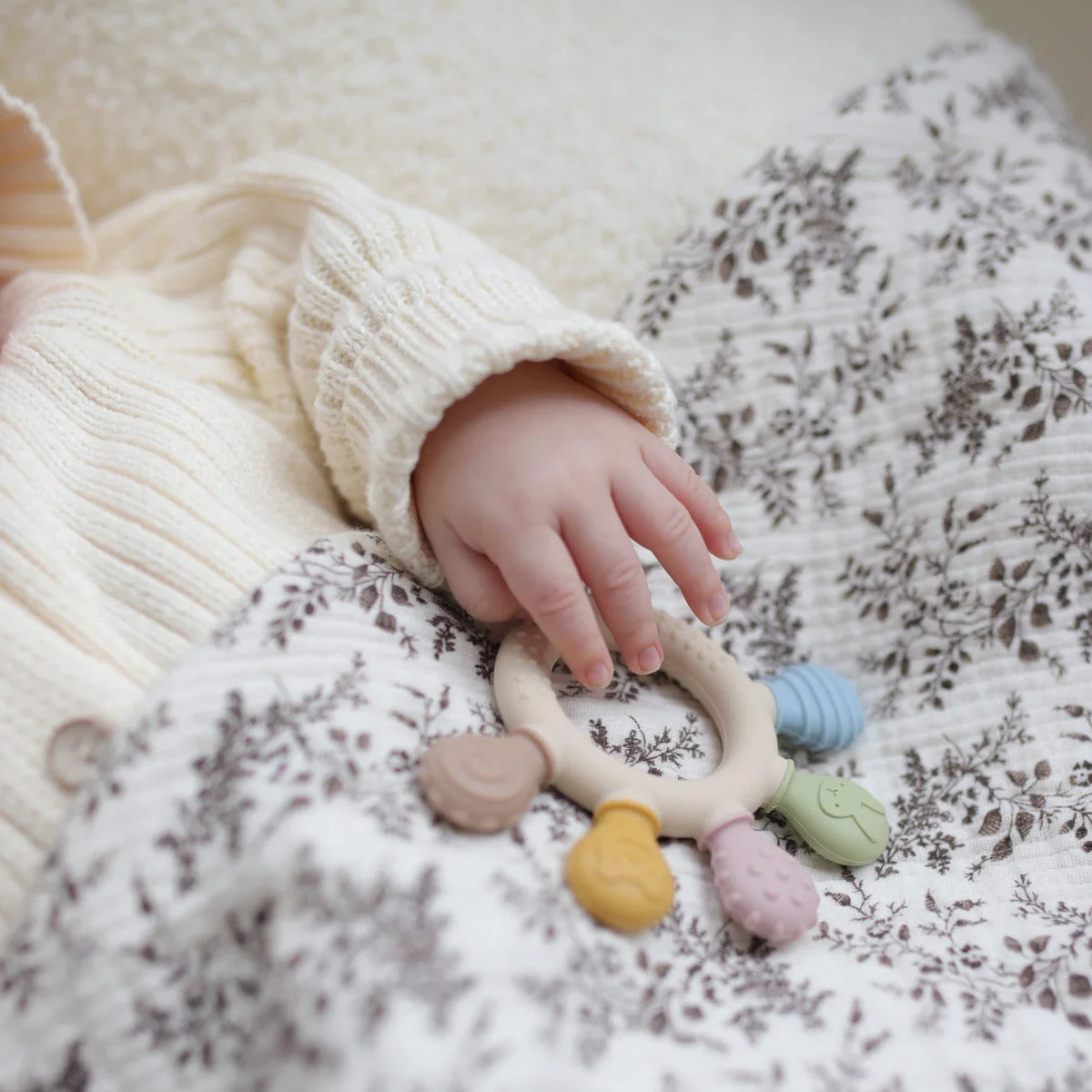 Silicone Baby Teether Chew Beads Rattle Toy