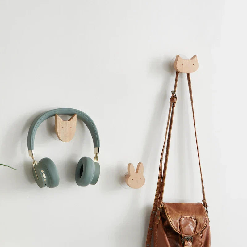 NordicPals - Wooden Animal Wall Hooks Set