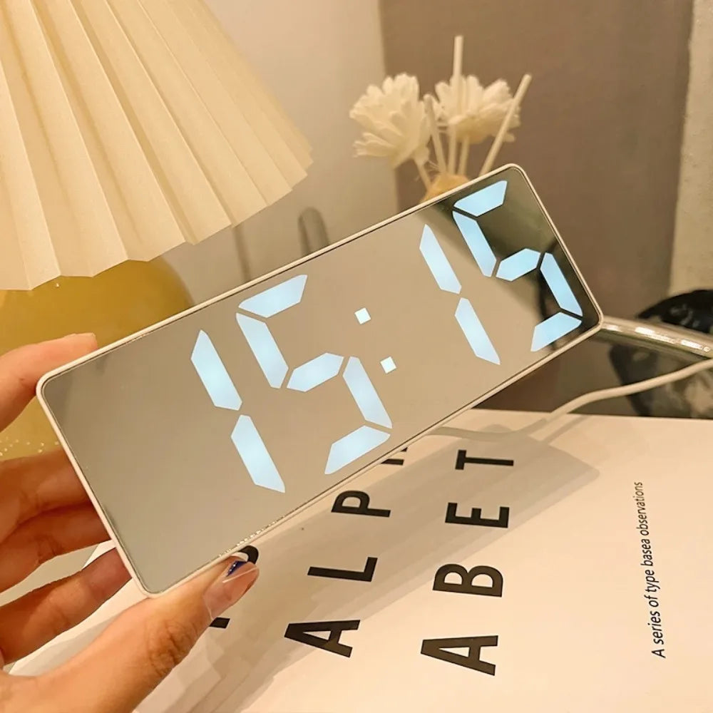LED Display Alarm Clock with Electronic Mirror Function