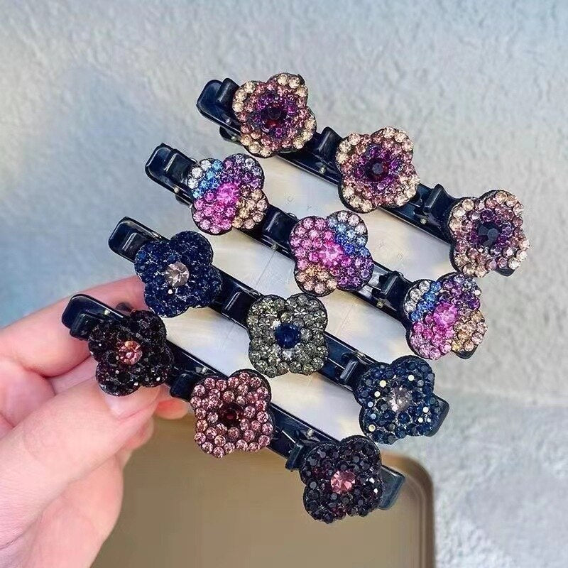 Sparkling Crystal Braided Hair Clip Set for Styling