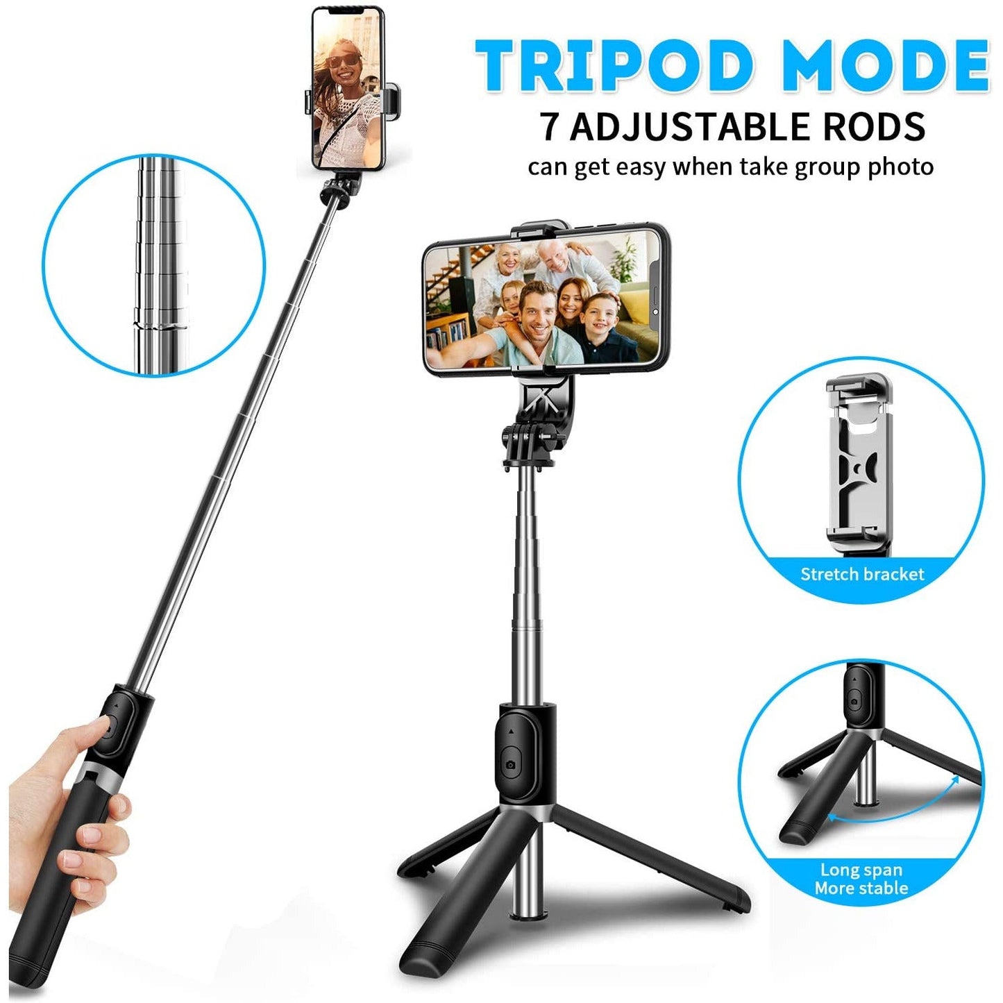 6 In 1 Wireless Bluetooth Selfie Stick