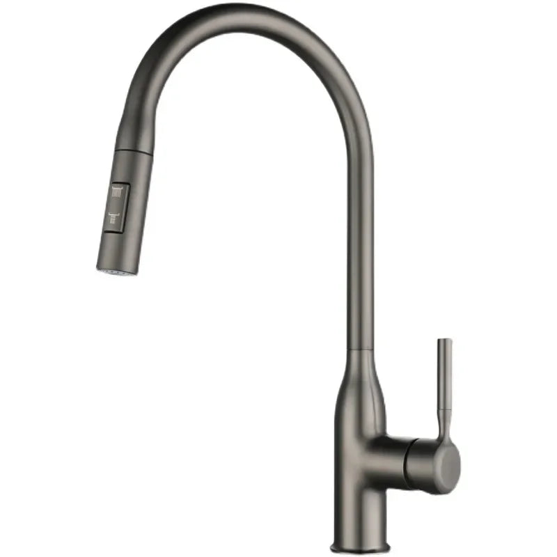 Brushed Brass Kitchen Faucet with Pull-Down Flexible Spring Spout