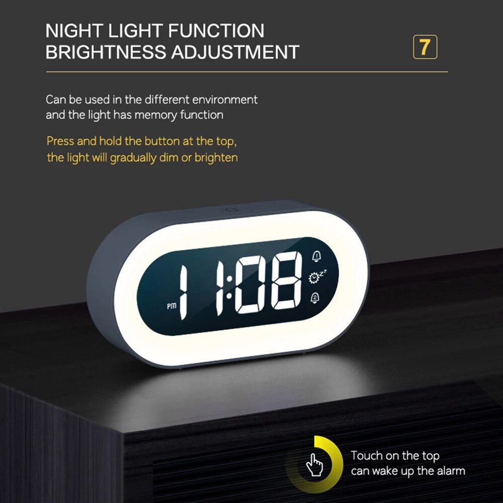 LED Bedside Clock with Night Light – Digital Alarm and Soft Illumination