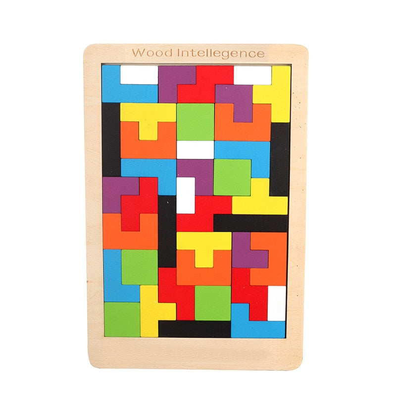 Colorful Wooden Tetris Game Toys