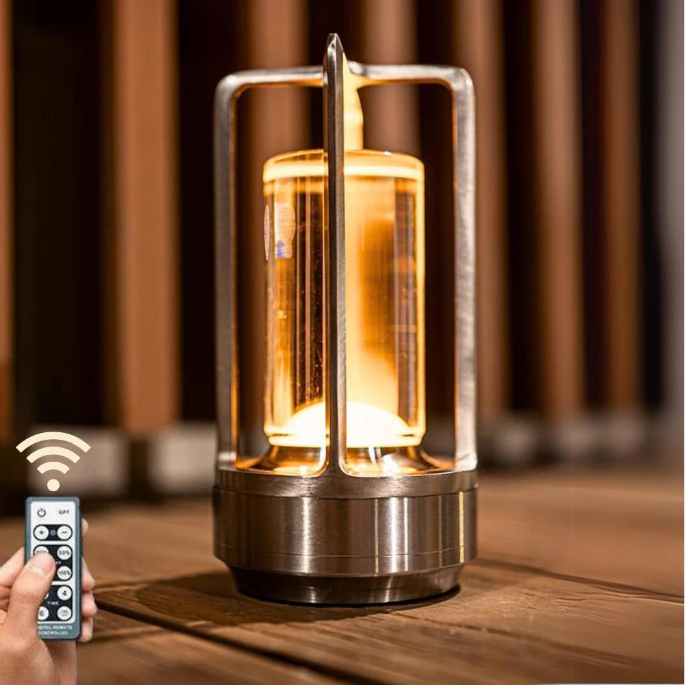 RoyaleGlow Cordless Crystal Lantern Lamp – Contemporary & Modern Table Accent