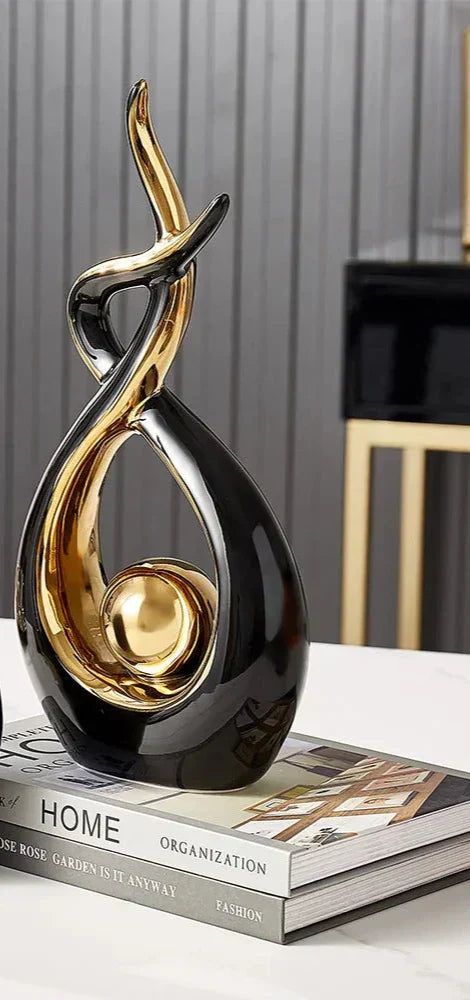 LuxeForm - Abstract Ceramic Sculpture with Gold Accent