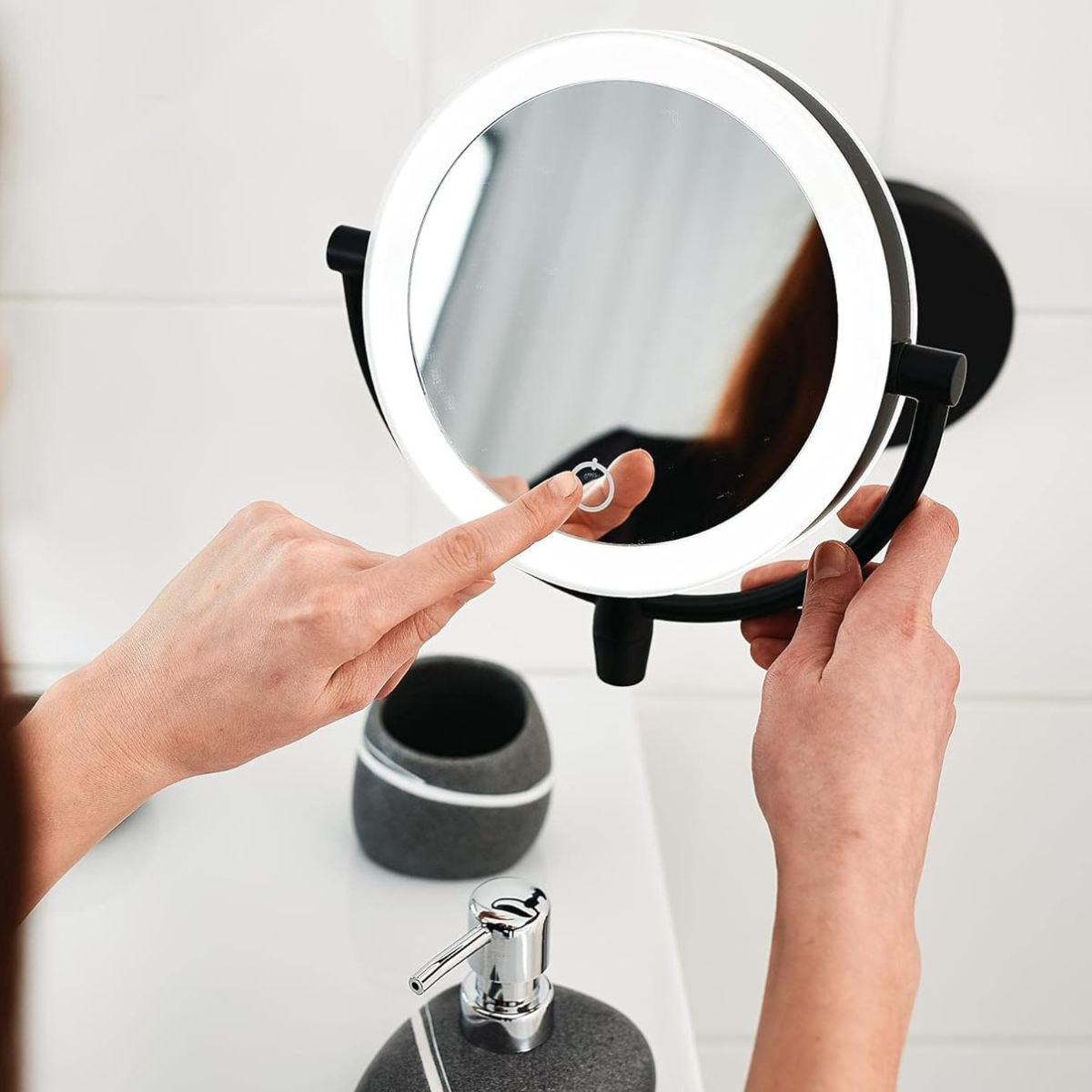 Illuminated Vanity Mirror with Adjustable Lighting for Makeup and Daily Use