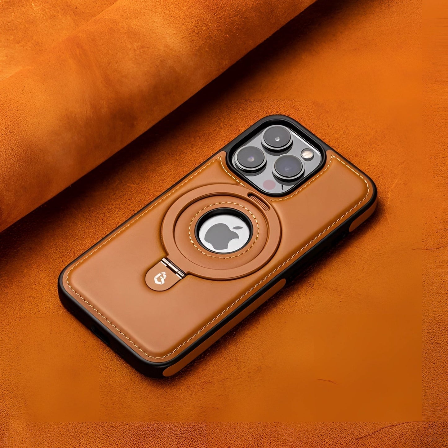 Leather iPhone Case with MagSafe and Camera Protection in Brown