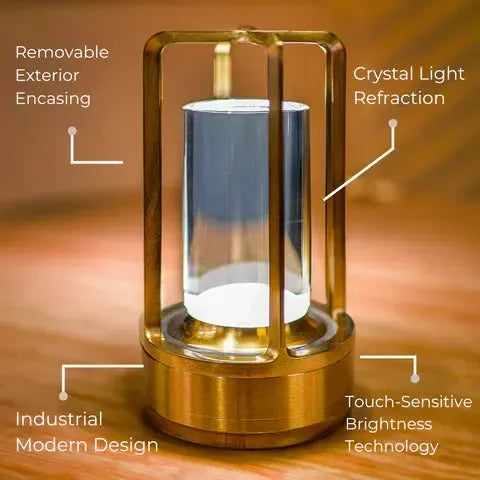 RoyaleGlow Cordless Crystal Lantern Lamp – Contemporary & Modern Table Accent