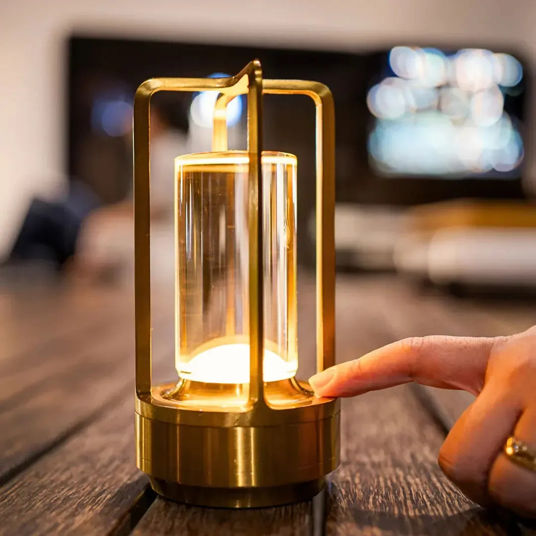 RoyaleGlow Cordless Crystal Lantern Lamp – Contemporary & Modern Table Accent