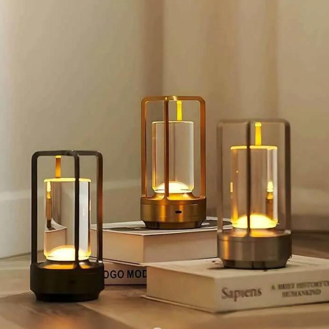 RoyaleGlow Cordless Crystal Lantern Lamp – Contemporary & Modern Table Accent