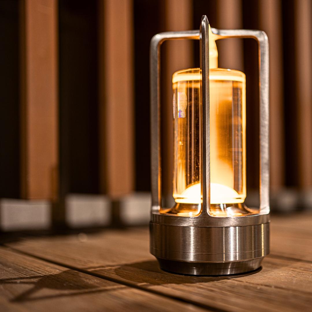 RoyaleGlow Cordless Crystal Lantern Lamp – Contemporary & Modern Table Accent
