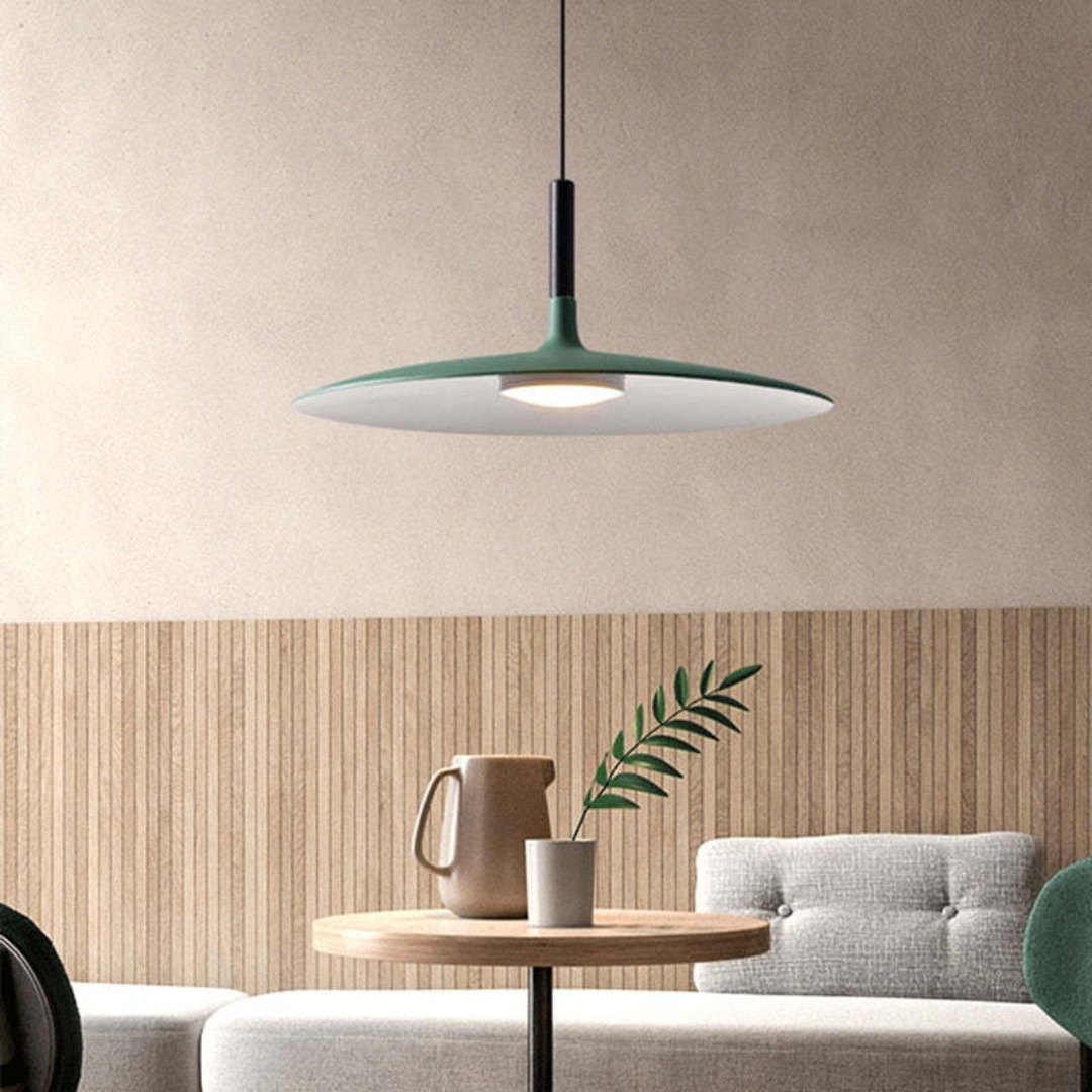 Contemporary White Metal Hanging Lamp – LED, Height Adjustable