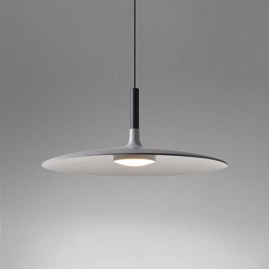 Contemporary White Metal Hanging Lamp – LED, Height Adjustable