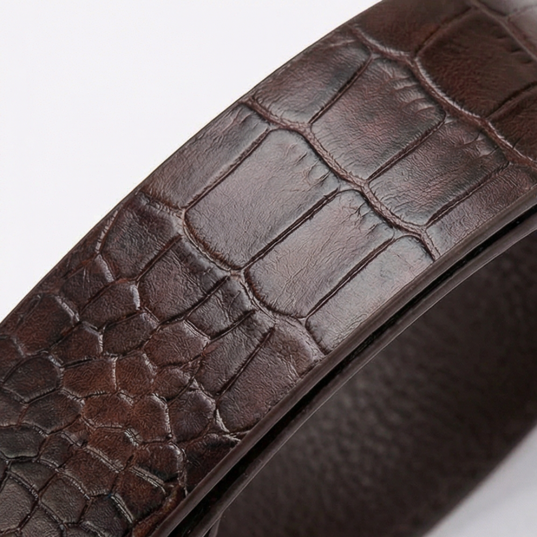 Beltoni™ Crocodile Leather Belt with Auto Lock Buckle