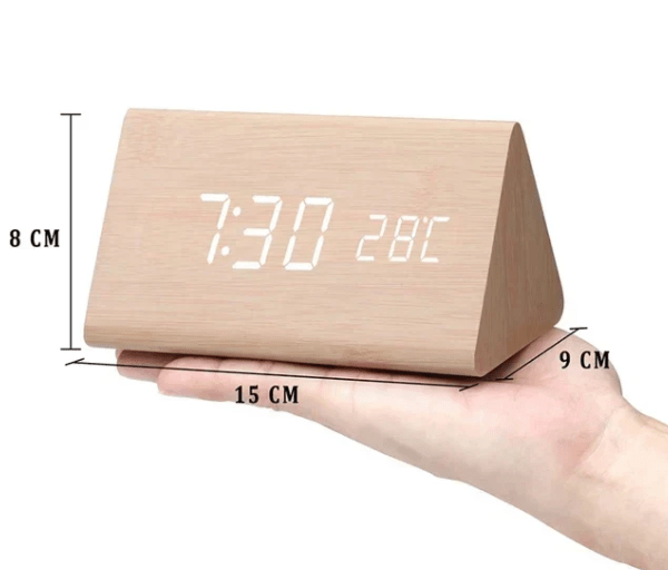 Minimalist Wooden LED Clock with Voice Activation and Clap Control