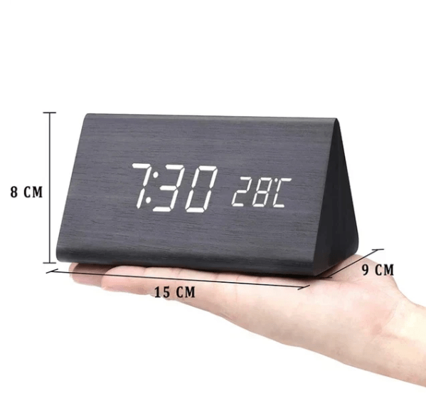 Minimalist Wooden LED Clock with Voice Activation and Clap Control