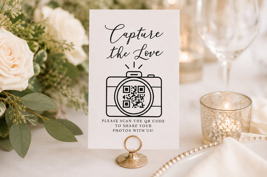 100 Wedding QR Code Cards for Photo Sharing | Personalized Capture the Love Cards, 4" x 2.5"
