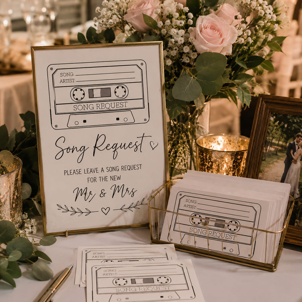 100 Wedding Song Request Cards – Pack of 100 A6 DJ Request Cards for Reception Tables