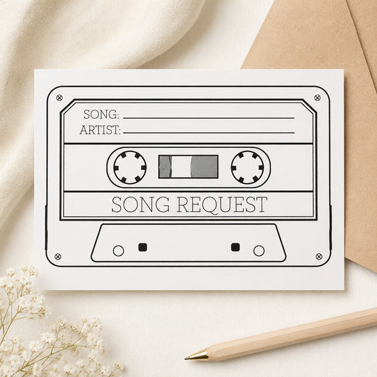 100 Wedding Song Request Cards – Pack of 100 A6 DJ Request Cards for Reception Tables