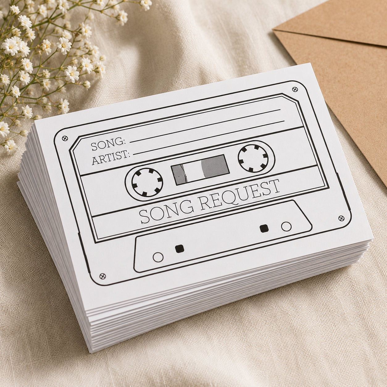 100 Wedding Song Request Cards – Pack of 100 A6 DJ Request Cards for Reception Tables