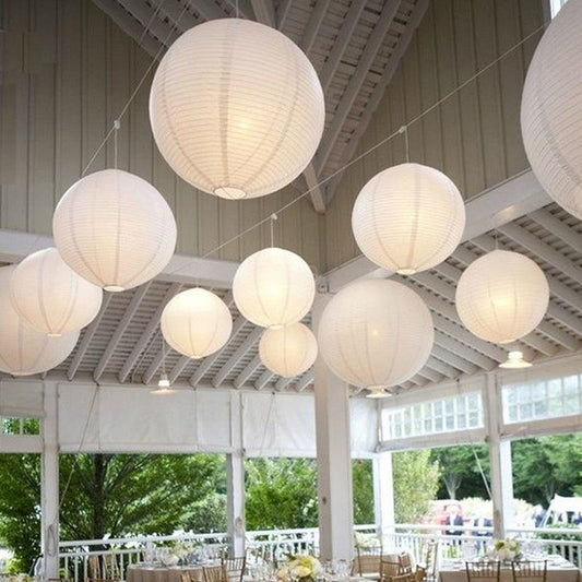 White Hanging Paper Lanterns for Wedding Party Decorations, 4 Size - If you say i do