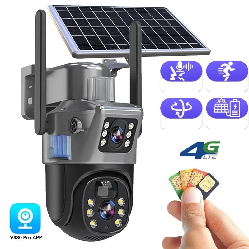 4K Wireless Solar Security Camera with Dual Lens and Night Vision