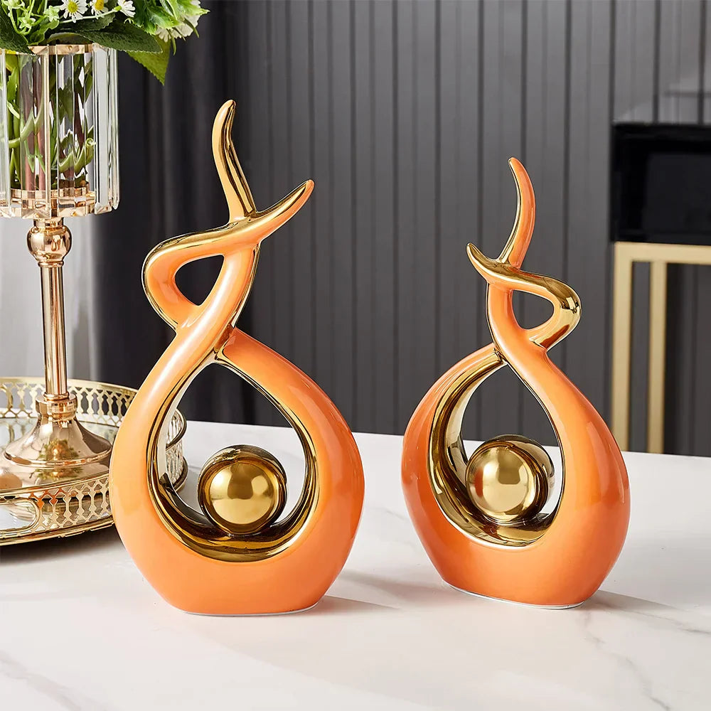 LuxeForm - Abstract Ceramic Sculpture with Gold Accent