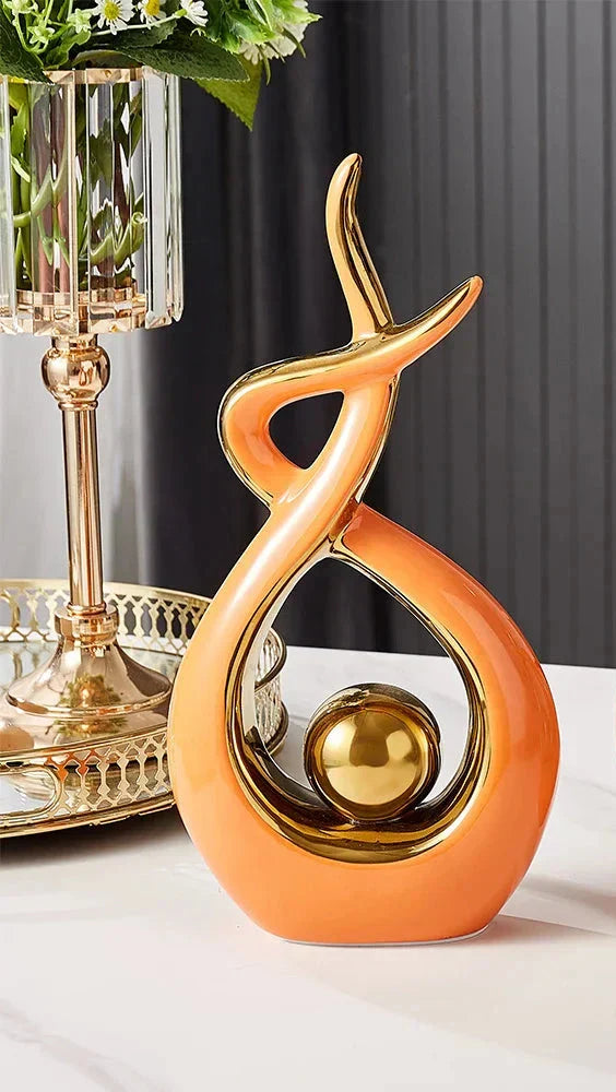 LuxeForm - Abstract Ceramic Sculpture with Gold Accent