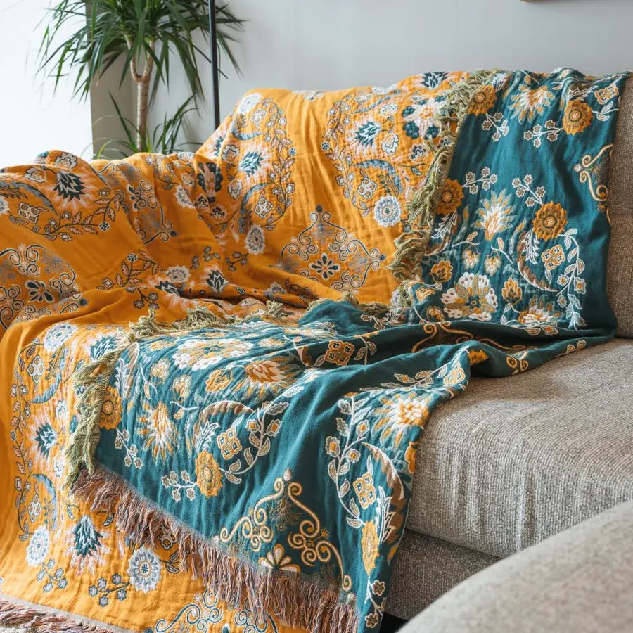Vintage Throw Blanket Flower Sofa Cover