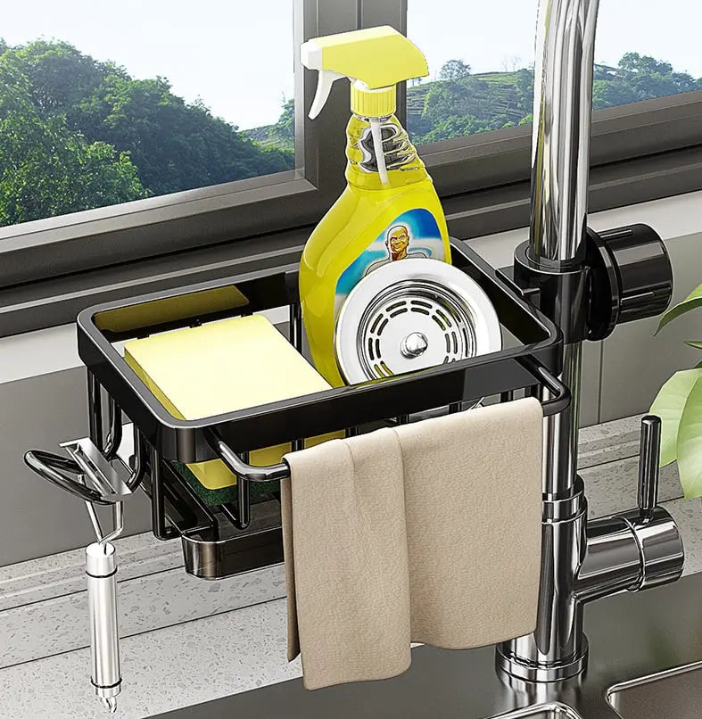 FlowGrip Organizer — Faucet-Mounted Sink Organizer Rack