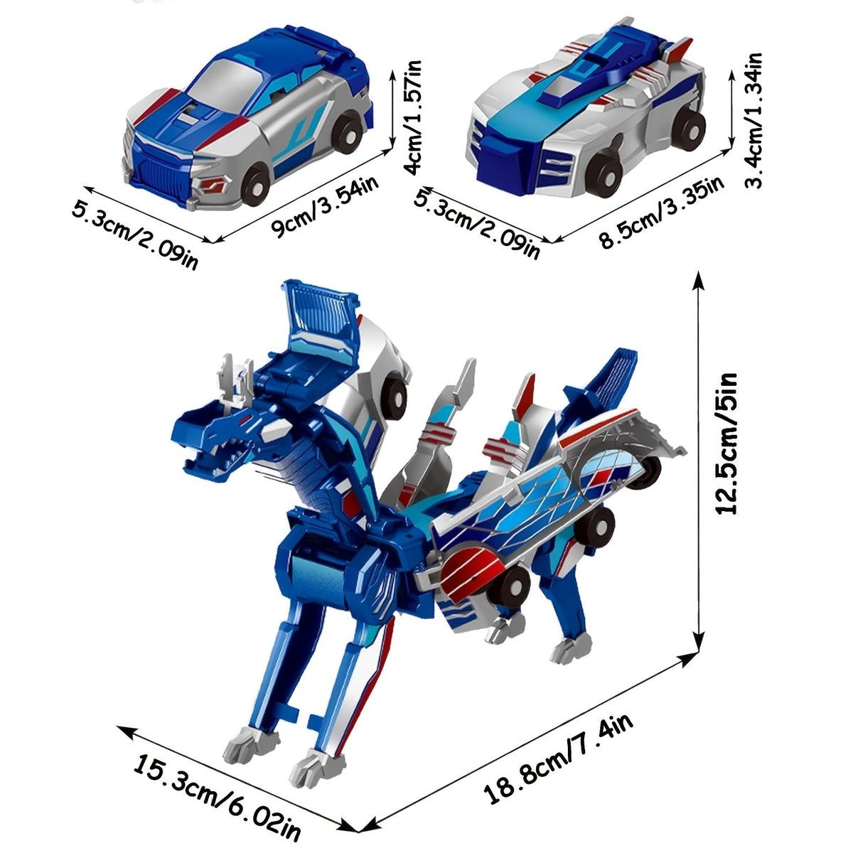 2-in-1 Transforming Race Car Dinosaur Automatic Transforming Toy