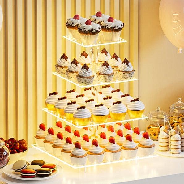 LED Cupcake Stand / Elegant Acrylic Display Tower for Birthdays, Weddings & Events - Lasercutwraps Shop