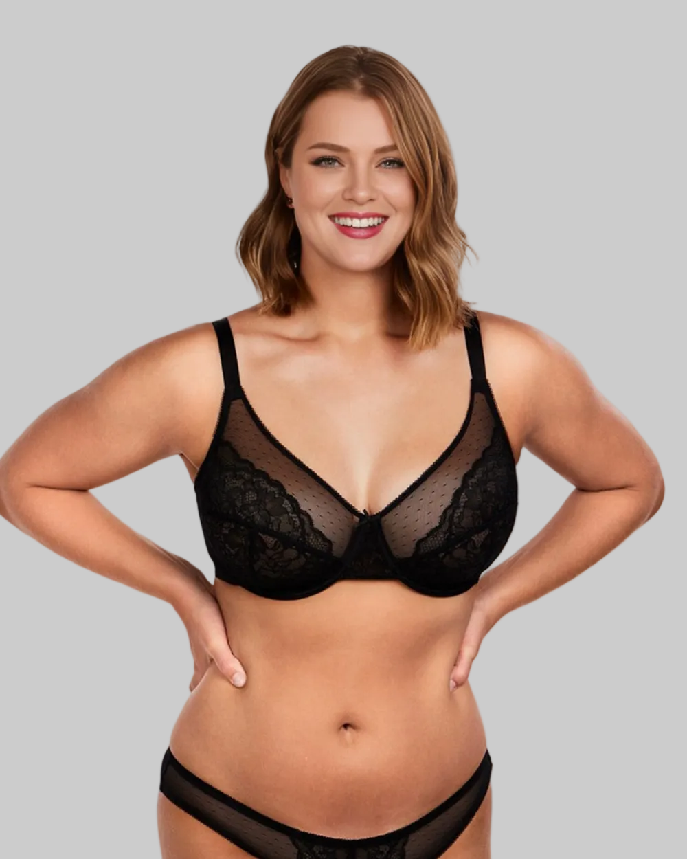 CurveLuxe — Lace Support Bra with Adjustable Straps