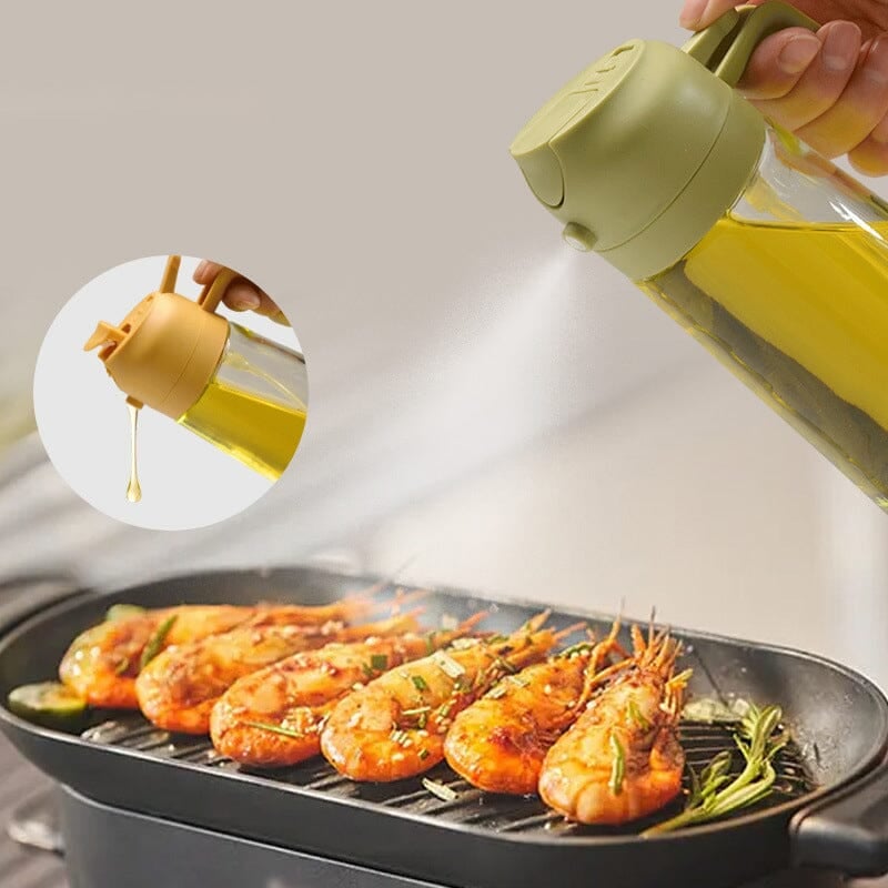 Dual-Function Glass Oil Dispenser and Sprayer for Kitchen Applications