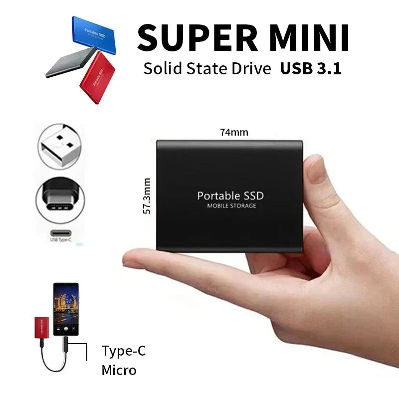 External Storage | Portable SSD 128GB | USB 3.1 & USB-C | Ultra-Compact | Shock-Resistant Design | DataVault