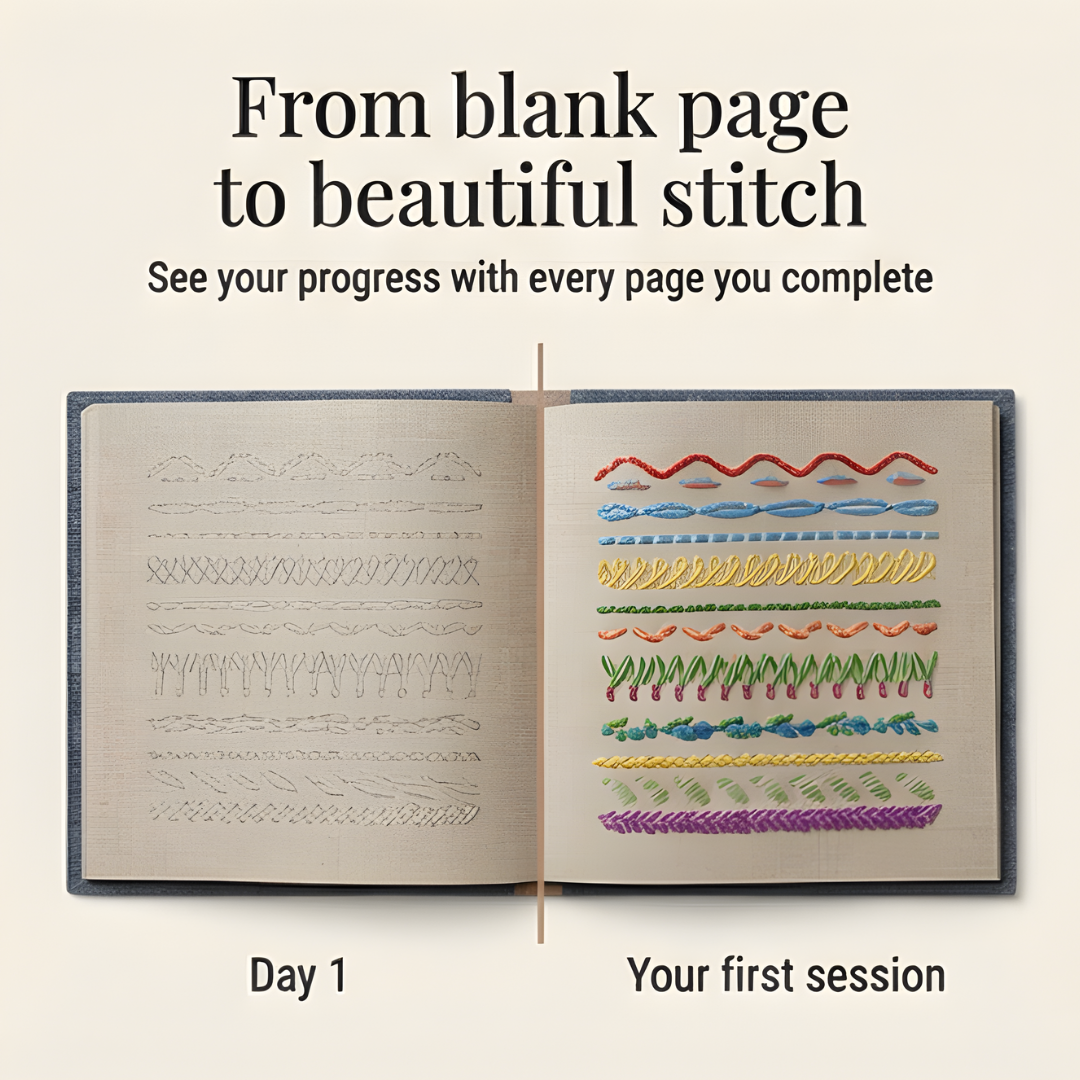 Embroidery | 106 Stitch Designs Step-by-Step Book Set | Practice Using Linen Pages | StitchLibrary