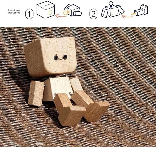 Arvilaro SwayMate Handcrafted Wooden Motion Figure with Magnetic Faces