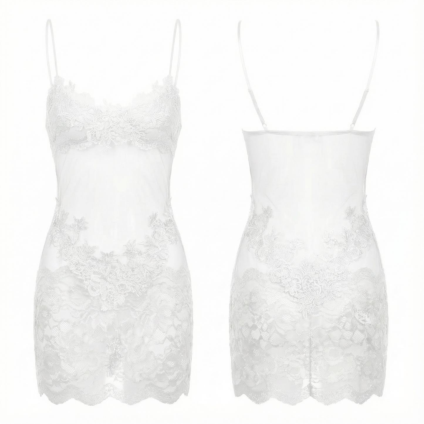 Women's Sheer Embroidered Lace Slip Dress