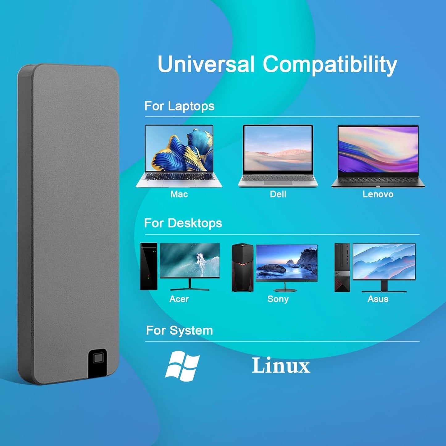 Hard Drive | Rapid USB Data Transfer | Sturdy Aluminum Shell | DataHaven