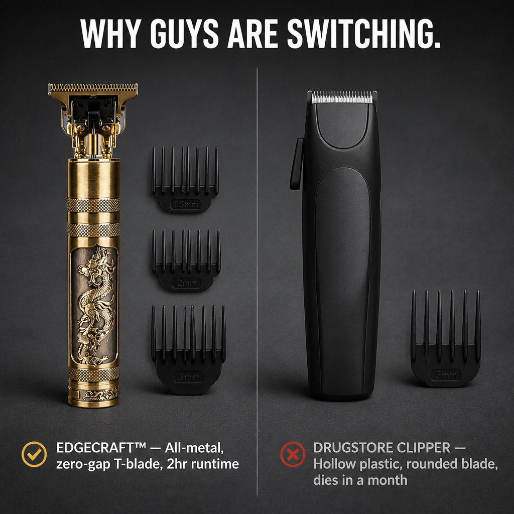 EdgeCraft™ Vintage T-Blade Trimmer — Line Up Fades & Edges Like a Pro Barber
