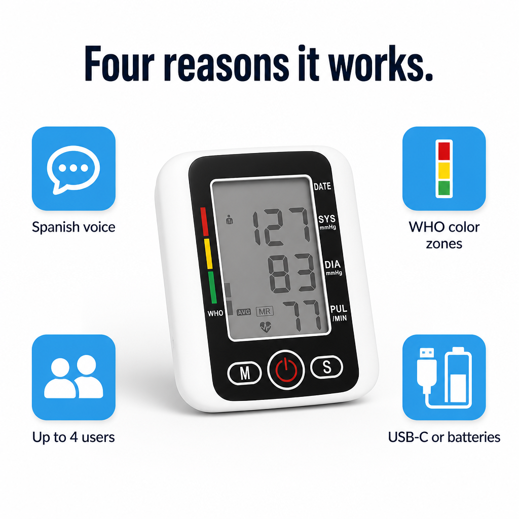 CardioVantage™ — Track Your Blood Pressure at Home With One-Button Spanish Voice Guidance