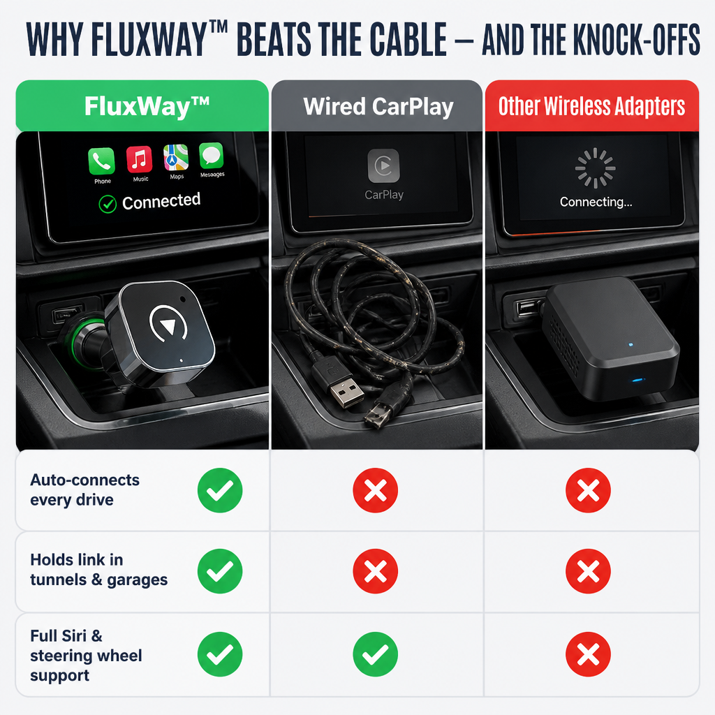 FluxWay™ — Cut the Cable and Auto-Connect Wireless CarPlay & Android Auto