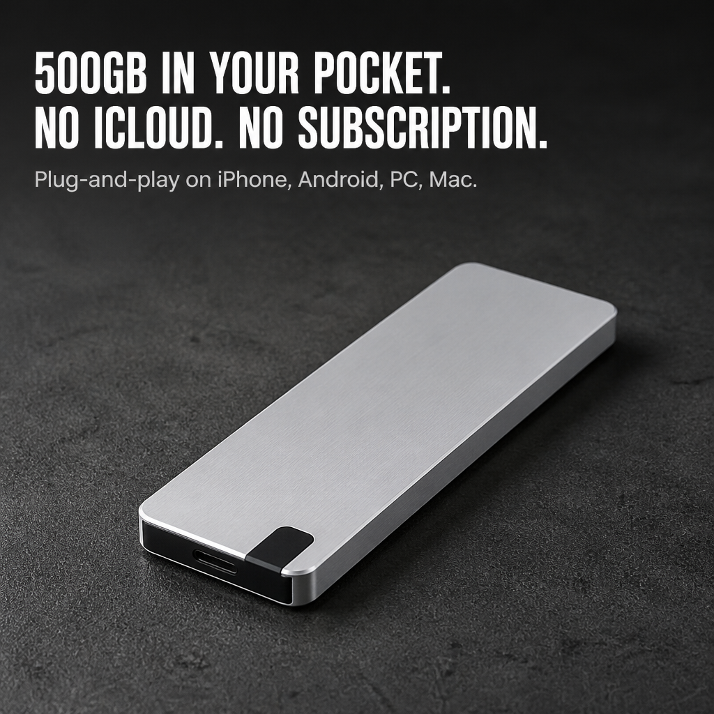 FlashVault™ — Free Your Phone From "Storage Almost Full" Forever | Plug-and-Play 500GB
